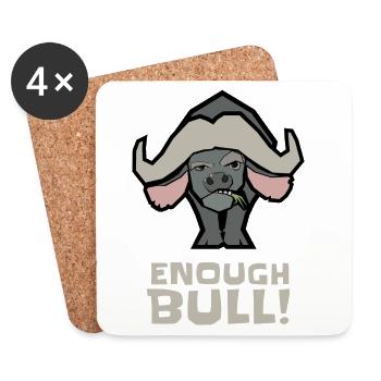 Zynischer Büffel – Genug Bull - Untersetzer (4er-Set) - Weiß - Vorne