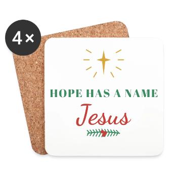 Hope Has a Name: Jesus – Christian - Untersetzer (4er-Set) - Weiß - Vorne