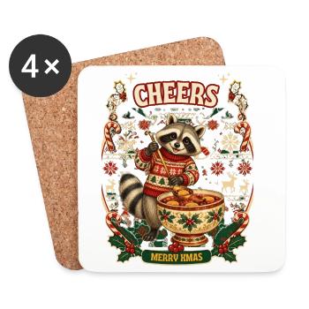 Weihnachten Ugly Christmas Waschbär raccoon - Untersetzer (4er-Set) - Weiß - Vorne