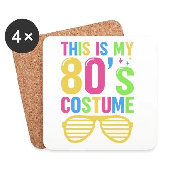 80er Jahre Party Kostüm Retro 80s Mottoparty - Untersetzer (4er-Set) - Weiß - Vorne