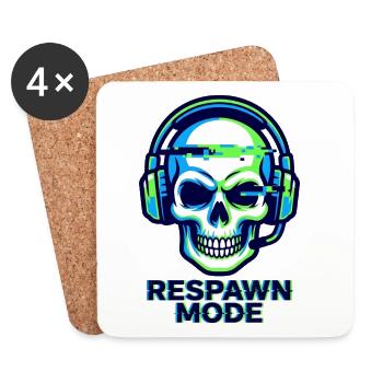 Respawn-Modus – Gamer Skull Badge - Untersetzer (4er-Set) - Weiß - Vorne
