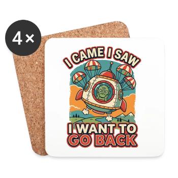 I Want To Go Back Alien UFO Retro Druck - Untersetzer (4er-Set) - Weiß - Vorne