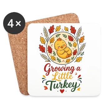 Growing a Little Turkey – Schwangerschaft Herbst - Untersetzer (4er-Set) - Weiß - Vorne