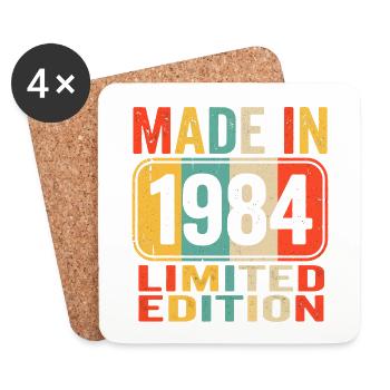 Hergestellt 1984 Limited Edition Vintage-Geburtstags-T-Shirt - Untersetzer (4er-Set) - Weiß - Vorne