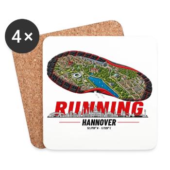Running Hannover Laufschuh Stadtkarte - hell - Untersetzer (4er-Set) - Weiß - Vorne