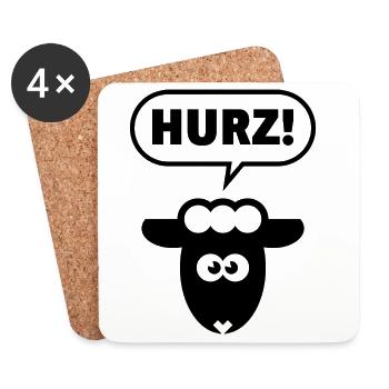 Hurz! (Lamm / Black / Lustig / Total Normal / POS) - Untersetzer (4er-Set) - Weiß - Vorne