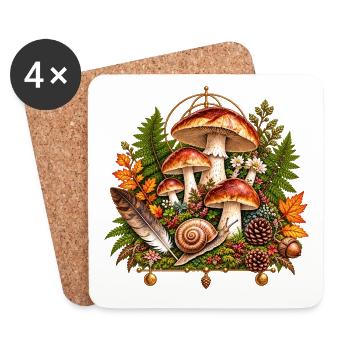 Pilzparadies Herbstzauber - Untersetzer (4er-Set) - Weiß - Vorne