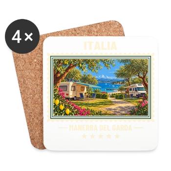 Italien Manerba del Garda Camping Vintage Marke - Untersetzer (4er-Set) - Weiß - Vorne