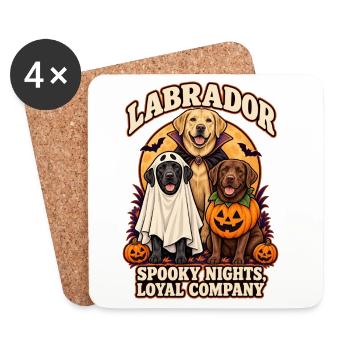 Spooky Nights Loyale Gesellschaft – Labrador Halloween - Untersetzer (4er-Set) - Weiß - Vorne