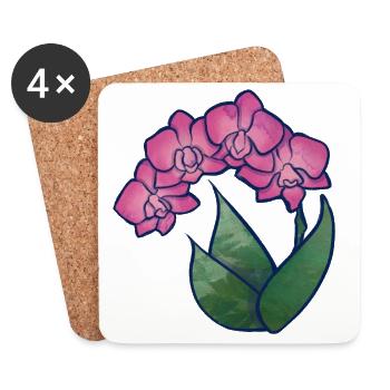 Rosa Orchidee Aquarell Floral - Untersetzer (4er-Set) - Weiß - Vorne