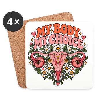 "My body my choice" - Untersetzer (4er-Set) - Weiß - Vorne