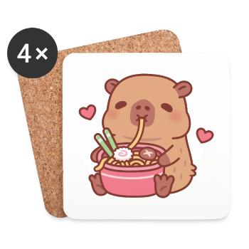 Süßer Capybara liebt es, japanische Ramen-Nudeln zu schlürfen - Untersetzer (4er-Set) - Weiß - Vorne