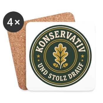 Konservativ und stolz drauf Abzeichen - Untersetzer (4er-Set) - Weiß - Vorne