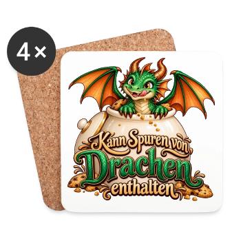 Kann Spuren von Drachen enthalten – Keksdrache - Untersetzer (4er-Set) - Weiß - Vorne