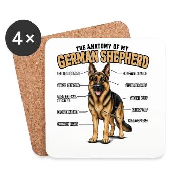 Familienhund Schäferhundbesitzer Gassi Schäferhund - Untersetzer (4er-Set) - Weiß - Vorne