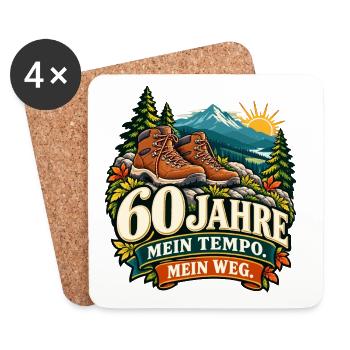 60 Jahre: Mein Tempo, Mein Weg - Untersetzer (4er-Set) - Weiß - Vorne