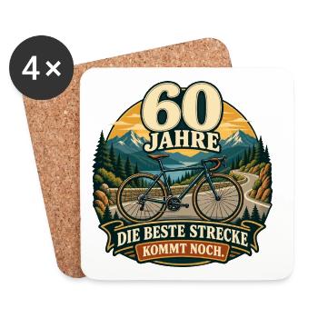 60 Jahre Die beste Strecke kommt noch - Untersetzer (4er-Set) - Weiß - Vorne