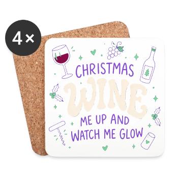 Christmas Wine Me Up Wein Weihnachten lustig - Untersetzer (4er-Set) - Weiß - Vorne