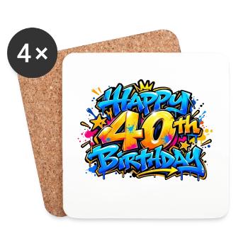 Herzlichen Glückwunsch zum 40. Geburtstag Blue Graffiti: Legend Mode AN - Untersetzer (4er-Set) - Weiß - Vorne