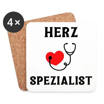 Herzspezialist mit Herz und Stethoskop - Untersetzer (4er-Set) - Weiß - Vorne