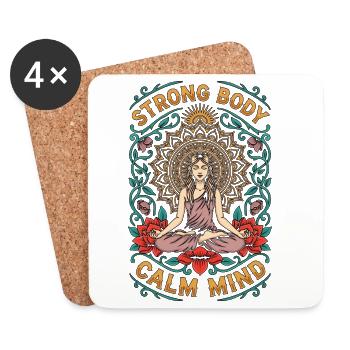 Yoga Instructor Strong Body Calm Mind Meditation - Untersetzer (4er-Set) - Weiß - Vorne