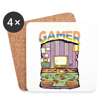 Retro Old School Gamer - Untersetzer (4er-Set) - Weiß - Vorne