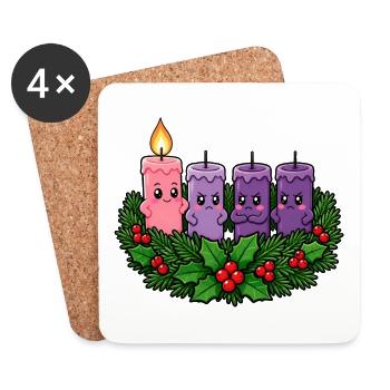 Lebkuchenmann Krücke Manga Lebkuchen T-Shirt - Untersetzer (4er-Set) - Weiß - Vorne