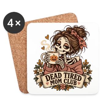 Dead Tired Mom Club Skelettbecher - Untersetzer (4er-Set) - Weiß - Vorne