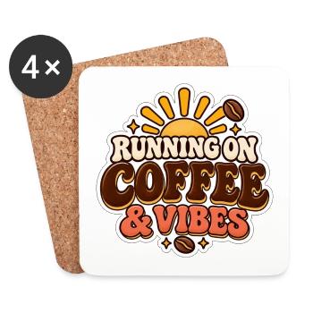 Laufen auf Coffee & Vibes - Untersetzer (4er-Set) - Weiß - Vorne