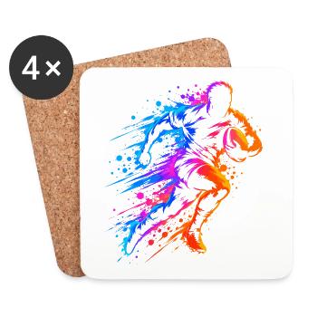 Rugby, Rugbyspieler, Rugby-Grafik - Untersetzer (4er-Set) - Weiß - Vorne