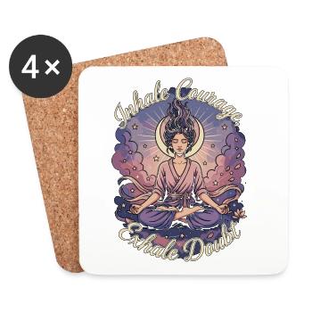 Yoga Instructor Inhale Courage Yoga Practitioner - Untersetzer (4er-Set) - Weiß - Vorne