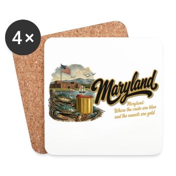 Maryland Retro Vintage Crab Old Bay Fort Design - Untersetzer (4er-Set) - Weiß - Vorne