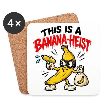 Banana Heist – Lustige Gangster Banane - Untersetzer (4er-Set) - Weiß - Vorne