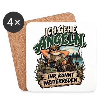 Ich gehe Angeln – Ihr könnt weiterreden - Untersetzer (4er-Set) - Weiß - Vorne
