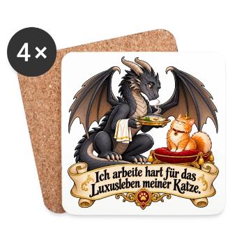 Ich arbeite hart für das Luxusleben meiner Katze - Untersetzer (4er-Set) - Weiß - Vorne