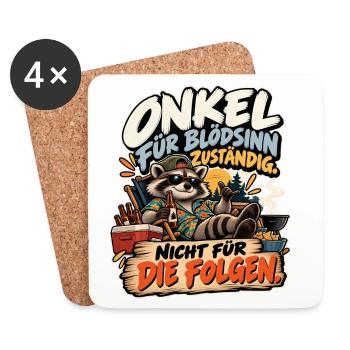 Onkel für Blödsinn Zuständig – Grillhumor - Untersetzer (4er-Set) - Weiß - Vorne