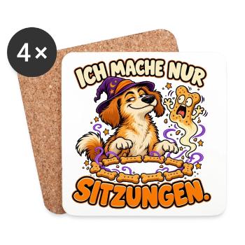 Ich mache nur Sitzungen – Halloween Comic-Hund - Untersetzer (4er-Set) - Weiß - Vorne