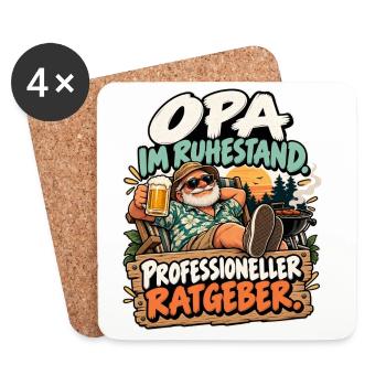 Opa im Ruhestand: Profi Ratgeber - Untersetzer (4er-Set) - Weiß - Vorne
