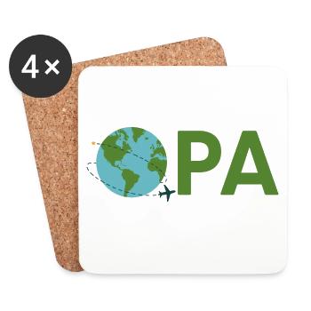 Opa mit Weltreise – Grün - Untersetzer (4er-Set) - Weiß - Vorne