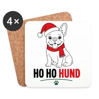 Weihnachts-Hund im Santa-Look - Untersetzer (4er-Set) - Weiß - Vorne