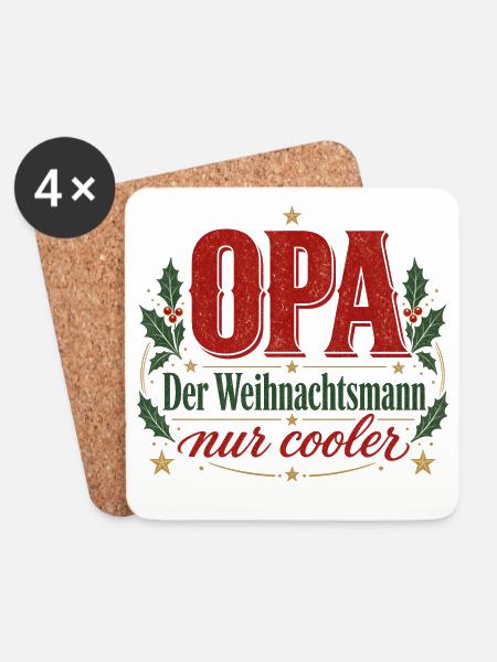 Bester Opa Weihnachtsmann - Untersetzer (4er-Set) - Weiß