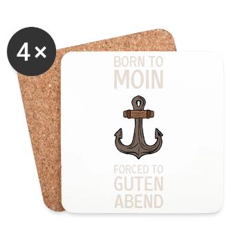 Born To Moin Forced To Guten Abend Anker Norden - Untersetzer (4er-Set) - Weiß - Vorne
