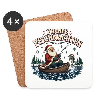 Frohe Fischnacht Weihnachtsfischer - Untersetzer (4er-Set) - Weiß - Vorne