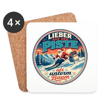 Weihnachtsspaß Schneepiste  - Untersetzer (4er-Set) - Weiß - Vorne