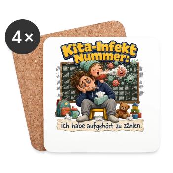 Kita-Infekt Nummer: Aufgehört zu Zählen - Untersetzer (4er-Set) - Weiß - Vorne