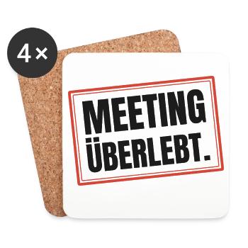 Meeting überlebt - Untersetzer (4er-Set) - Weiß - Vorne