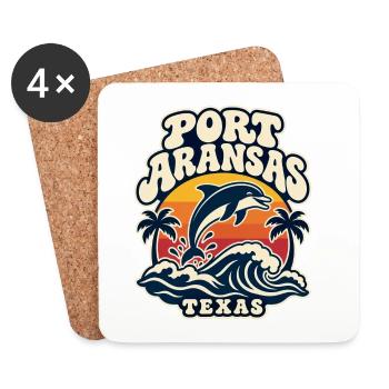 Port Aransas Delfin Retro - Untersetzer (4er-Set) - Weiß - Vorne
