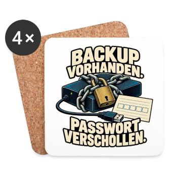 Backup Vorhanden Passwort Verschollen - Untersetzer (4er-Set) - Weiß - Vorne