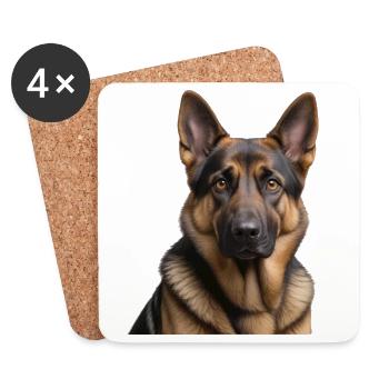 Kopfportrait Deutscher Schäferhund - Untersetzer (4er-Set) - Weiß - Vorne
