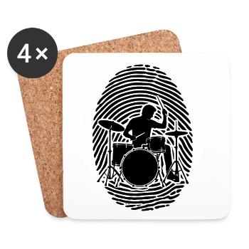 Schlagzeug Drummer Fingerabdruck Schlagzeugliebe - Untersetzer (4er-Set) - Weiß - Vorne